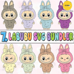 Monster stripfiguur SVG png-bundel, grappige cartoon png, perfect cadeau voor kinderen, coquette bow png, schattige pop voor kinderen meisjes png