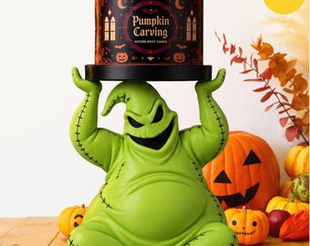 Green Stitched Monster Candle Holder File, 3D Printed Halloween Decor Printed File, Holds 3-Wick Candles, 3D Download