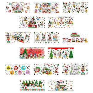 May include: A collection of Christmas-themed designs featuring Mickey Mouse and friends. The designs include various scenes with Christmas trees, ornaments, and the text "Merry Christmas" and "Have yourself a merry little Disney Christmas".
