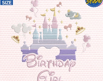 Disegno da ricamo per ragazza di compleanno, disegno da ricamo per regno magico, disegno da ricamo per castello magico, download immediato