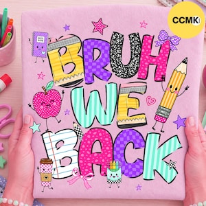 Bruh we back PNG, Back to school, Teacher, Checkered Coquette Back to School png, First Day School Png, Teacher Doodle image 4