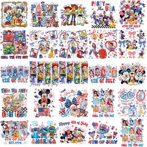 Retro Mouse 4th Of July Bundle Png, Trendy Patriotic Movie Characters PNG, Patriotic Cartoon USA Design, Patriotic Mouse and Friends PNG