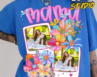 Custom Mama with Kids Photo Png, Mothers Day Png, Add Photos, Mom Floral Png, Coloful Floral Png, Hand drawn, Gift For Mom