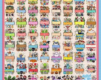 Paquete de más de 70 PNG personalizados para festividades, paquete de bolsas de dulces de Halloween, diseño de bolsa con nombre personalizado para niños, Halloween 2023 PNG