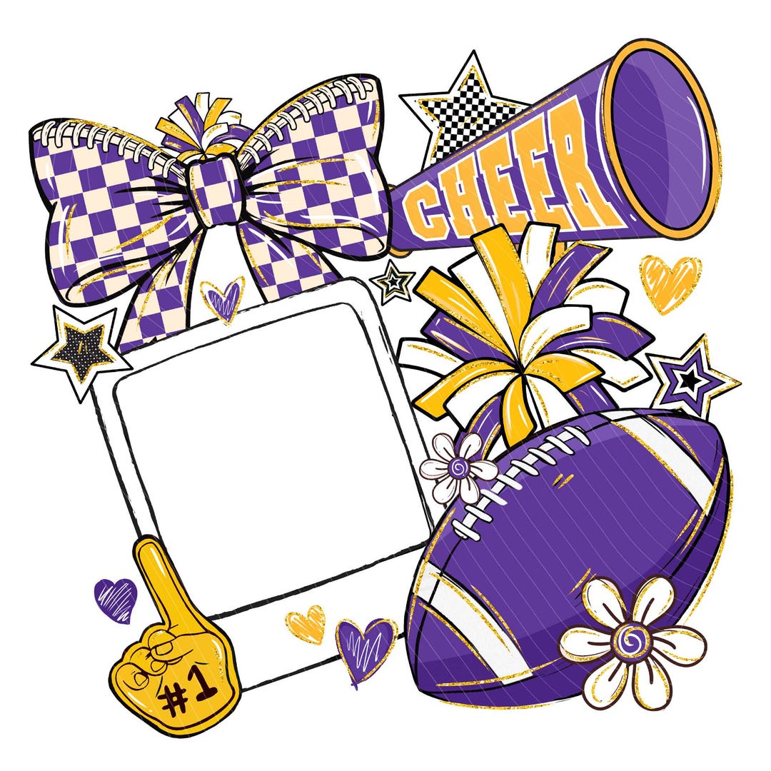 Yellow Cheer Pattern Custom Canva Cheer Coquette Football Template PNG, Preppy Cheerleader ...