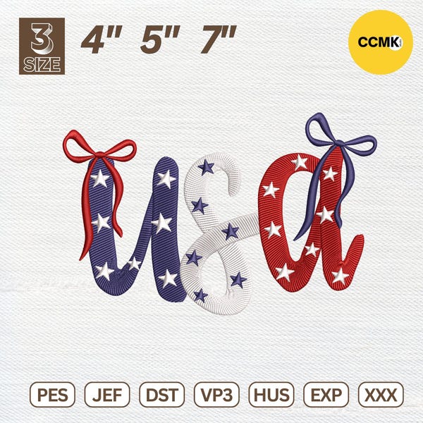 Coquette Usa Embroidery Design, 4th Of July Embroidery Design, Machine Embroidery Design, 3 Sizes, Instant Download