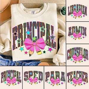 Retro Back to School Neon Checkered Png Bundle, School Occupation Png, First Day Of School Teacher Sped Para Librarian Png, Bright Color Png