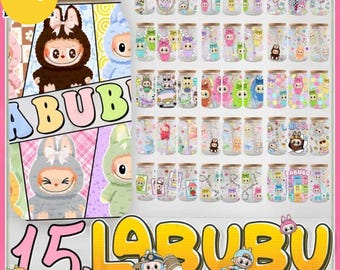 Doll Cartoon 16oz Glass Can Wrap Bundle, Cartoon 16oz Glass Can Png, 16oz Libbey Glass Can Wrap, Monster Doll Png, Kawaii Monsters Clipart