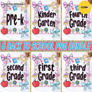 Back To School Png Bundle, Preppy Teacher Png, First Day Of School Png, Girly Coquette Sublimation, Pink Bow Pre-k 1st/2nd/3rd/4th Grade
