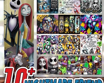 Más de 10 diseños de vasos delgados de 20 oz de pesadilla de Halloween (PNG), vaso de 20 oz de amigo de Halloween (PNG), pesadilla de Halloween (PNG), descarga digital