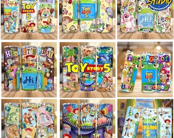 Paquete de vasos de 20 oz con diseño de juguetes modernos de la película, 5 personajes, vasos con diseño de acuarela de Story Friends Toys, diseño de You've Got a Friend in Me.