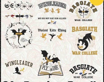 Bundle of 20 Fourth Wing Embroidery Designs, Dragon Embroidery Files, Embroidery Bundle, Bookish Embroidery Bundle