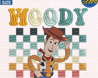 Cowboy Toy Embroidery Design, Magic Kingdom Embroidery Design, Cowboy And Friends Embroidery File, Cowboy Checkered Embroidery