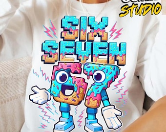 Steal a Brainrot Six Seven Italian Meme PNG, Kids Gaming Brainrot Design, 67 Ice Cream Drip Png, Gen Alpha Slang Baseball Number PNG