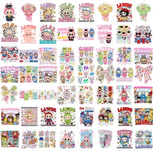 Ensemble png de dessins animés de Labubu, ensemble de personnages de dessins animés Labubu, ensemble de personnages Labubu, ensemble Labubu au format png, fichier png
