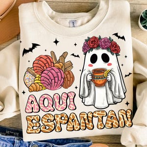 Funny Espooky Vibes Png, Pantasmas Pan Dulce Ghost Png, Halloween Conchas Ghost Png, Spooky Mexican Conchas Png, Cute Fall Halloween Png