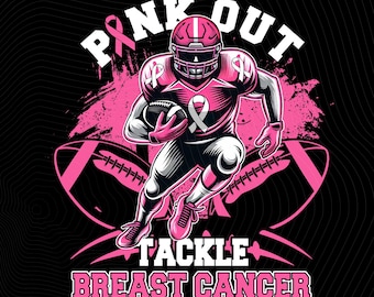 Tackle Breast Cancer Png, Football Pink Ribbon Png, Sport Pink Out Png, Football Breast Cancer Png, Breast Cancer Awareness Png