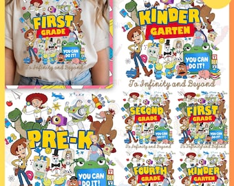 Toy Friends Back To School Png Shirt Bundle PNG, Teacher & Student Kindergarten First Second Third Grade Design, Fun Gift For Kid