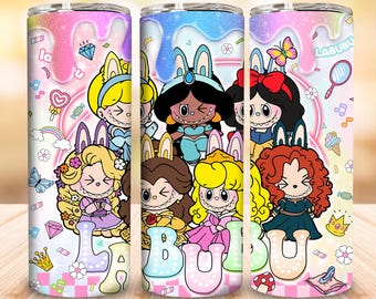 Princess Tumbler Wrap Png, 20 oz Straight and Tapered Tumbler Design, 20oz Princess Skinny Tumbler Png, Doll Cartoon Png, Instant Download
