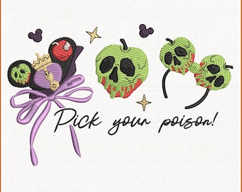 Evil Queen Mouse Embroidery Design, Halloween Villain Stitch File, Magical Castle Doodle Embroidery, Instant Download