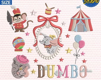 Magical Land Embroidery Design, Cartoon Elephant Embroidery Design, Cartoon Coquette Bow Embroidery Design, Instant Download