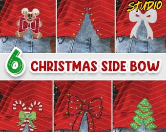Bundle Christmas side Bow applique embroidery design, bow embroidery design, bow applique embroidery design, 6 bow embroidery design