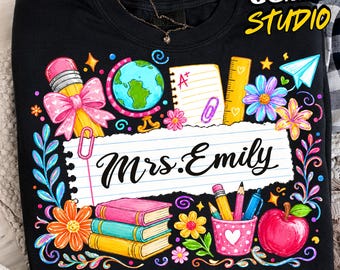 Nombre personalizado Profesor PNG, Acuarela Cottagecore Floral PNG, Profesor PNG, Pincelada PNG, Vacaciones de verano PNG, Profesor Floral Crayon, Muñeca Rosa