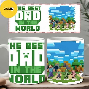 Personalized Character Cartoon Mug Wrap Png, Fathers Day Coffee Mug Png, Kid And Dad 11oz Mug, Movie Cartoon 11oz Mug Png, Sublimation File