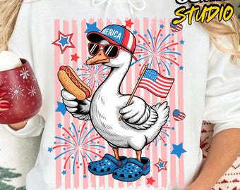 4th Of July Goose PNG, Funny 4th of July Png, Cute American Goose Shirt, America Png, Preppy Patriotic Goose PNG, Coquette Fourth of July