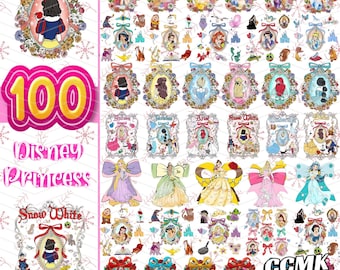 Pacote com mais de 100 imagens PNG de personagens da Princesa Coquette no Espelho, incluindo arquivos digitais com laços da Princesa Coquette, imagens PNG de viagens em família e imagens PNG de amigos de desenho animado engraçados.