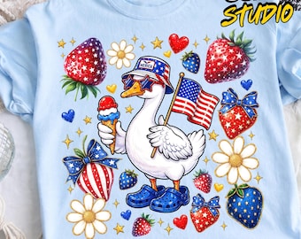 4th Of July Goose PNG, Funny 4th of July Png, Retro Patriotic Fourth of July Png, Cute American Goose Shirt, America Png, Sublimation File