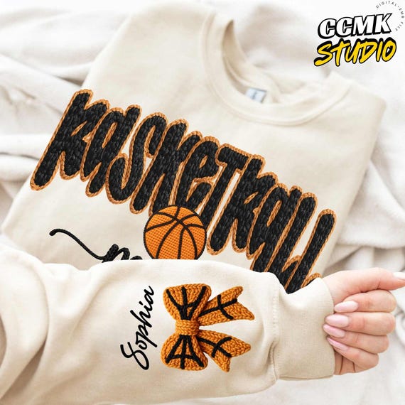 Basketball Mom Faux Yarn Png, Custom Basketball Png, Crochet Basketball Png, Game Day Shirt Design, Basketball Season Png, Digital File