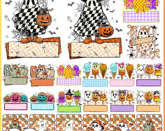 Bundle personnalisé Halloween enfant garçon fille, png personnalisé Halloween enfant, nom Halloween enfant personnalisé png, png effrayant mignon, fichier numérique
