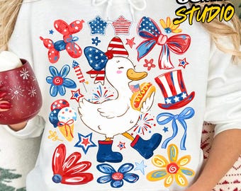 4th Of July Goose PNG, Funny 4th of July Png, Retro Patriotic Fourth of July Png, America Png, Cute American Goose Png