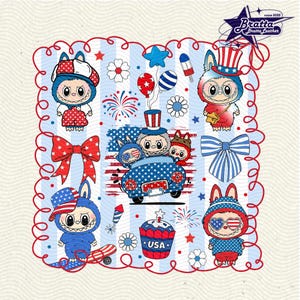 かわいい人形キャラクターと友達PNG、かわいい人形キャラクター7月4日かわいいPNG、愛国的な人形スタイルPNG、かわいいアメリカ独立記念日PNG