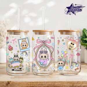 Cartoon 16oz Glass Can Wrap, Cartoon 16 oz Glass Can Png, 16 oz Libbey Glass Can Wrap, 16 oz Tumbler Wrap Png, Sublimation Design