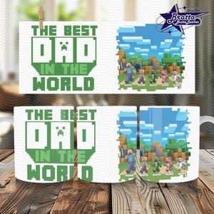 Personalized Character Cartoon Mug Wrap Png, Kid And Dad 11oz Mug Template, Father 11oz Mug Png, Fathers Day Coffee Mug Png