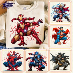 Desenhos Super Herói E Seus Filhos Png Bundle, Pai E Menino Super Herói Png, Família Super Herói Png, Feliz Dia Dos Pais, Super Herói Pai Png