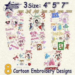 7+ Magic Kingdom Cartoon Embroidery Bundle, Magical Land Cartoon Embroidery Design Bundle, Cartoon Movie Embroidery Bundle, Instant Download