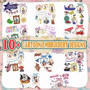 10+ Bundle Cartoon Embroidery, Cartoon Coquette Embroidery Bundle, Cartoon Cpquette Miror Embroidery Bundle, Instant Download