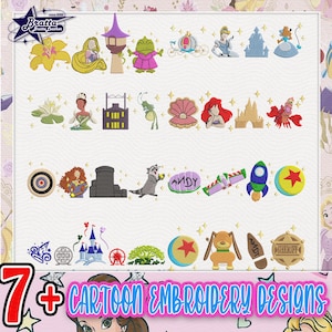 Movie Cartoon Embroidery Bundle, Magic Kingdom Embroidery Bundle, 7+ Embroidery Cartoon Bundle, Instant Download