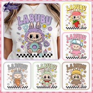 Diseño de paquete de personajes de dibujos animados rosas de tendencia, regalo perfecto para niños, muñeca de lazo de Pascua para niñas (PNG), caricatura divertida (PNG)