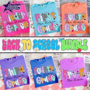 Ensemble personnalisé pour la rentrée des classes, maternelle, premier jour d'école, école PNG, ensemble PNG de la rentrée, conception de chemise premier jour d'école