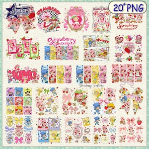 Pacote de Laço de Coquete de Morango PNG, Desenho de Morango PNG, Desenho de Menina Doce de Frutas PNG, Personagens de Morango e Amigos