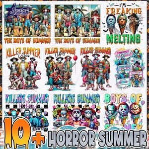 10+ Pacote de Garotos do Verão PNG, Vibrações de Verão Assassinas PNG, Vida de Bandido de Terror PNG, Piscina Engraçada de Terror PNG, Férias de Terror PNG, Verão de Terror