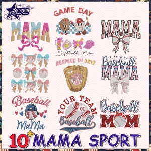 Paquete de bordado deportivo para mamá (más de 10), paquete de helado para el Día de la Madre, paquete de bordado deportivo para mamá (descarga instantánea)