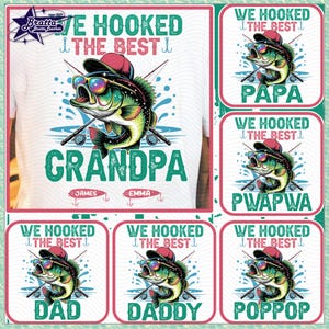 Papá Pescador (Personalizado), Regalo para Pescador (Personalizado), Camiseta de Pesca Personalizada con Nombre para Niños (Personalizada)