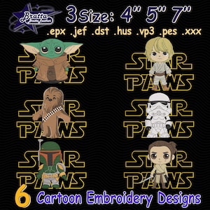 6 Cartoon War Movie Characters Embroidery Bundle, Sience Fiction Movie Characters Embroidery Bundle, Television Series Embroidery Bundle