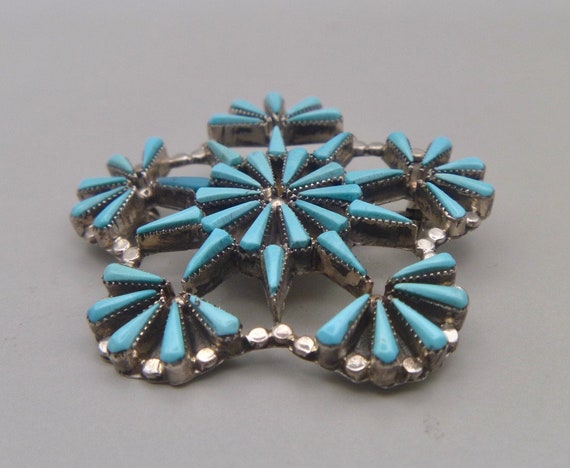 Zuni Turquoise and Sterling Needlepoint Pin - image 6