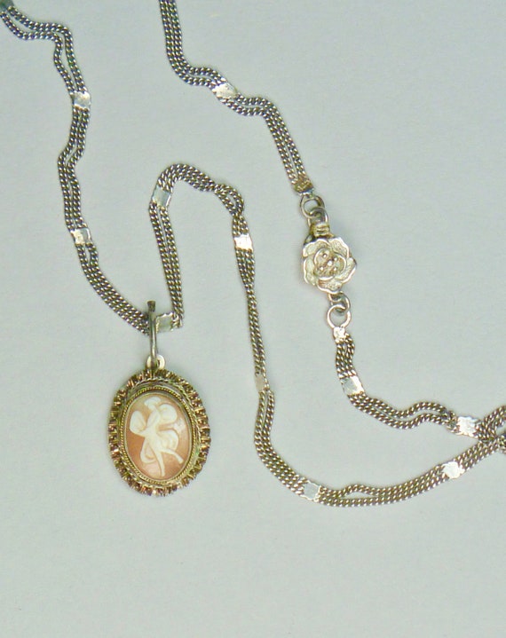 Fairy cameo on sterling chain, rose clasp - image 1